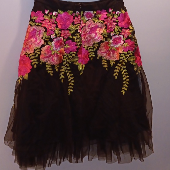 Anthropologie Eva Franco black tulle with pink floral skirt NWT - Picture 3 of 8